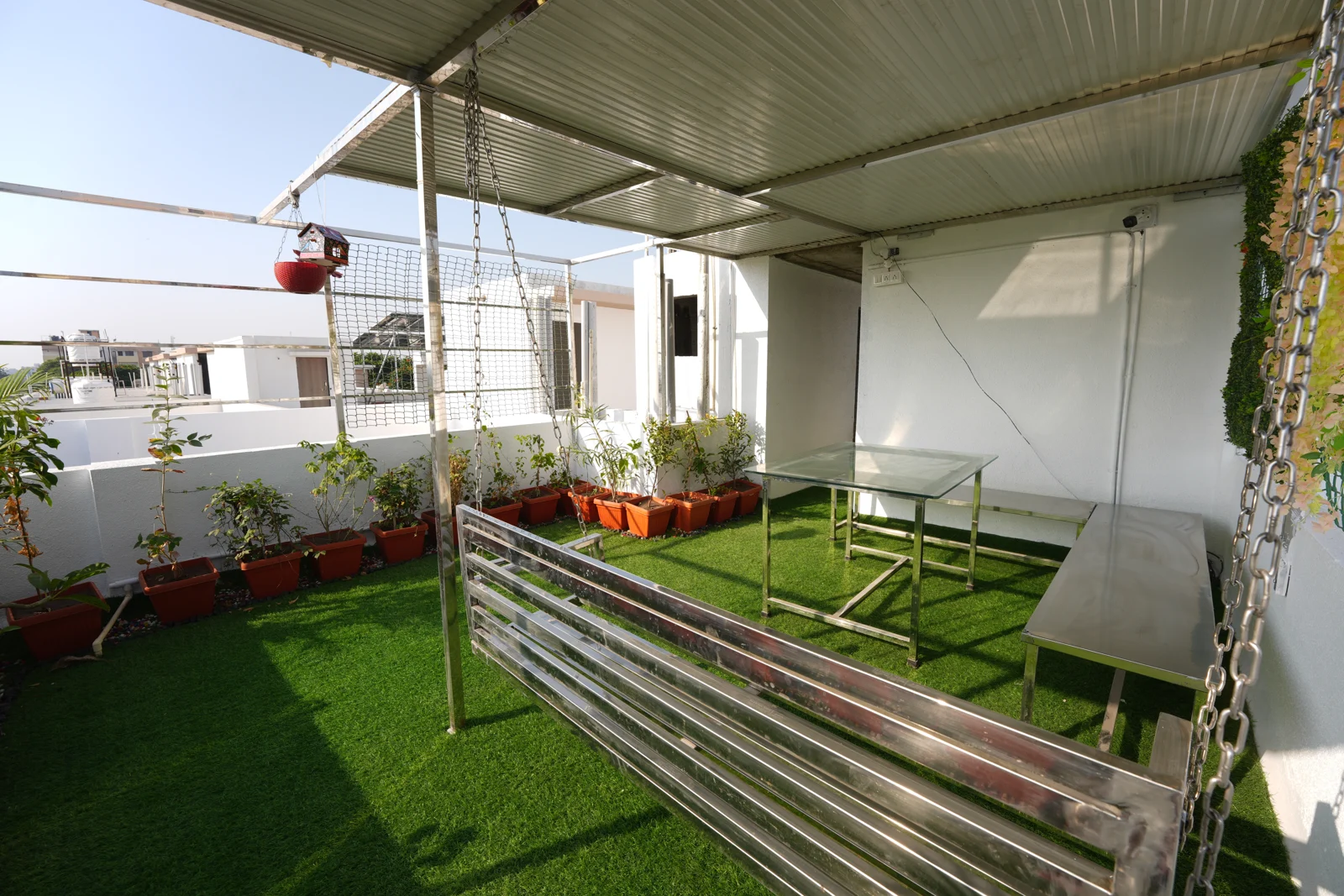 Swing on the covered terrace